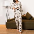 thumbnail image 1 of Puntoco Conjunto Casual De Ropa para El Hogar De Color Sólido para Mujer Cárdigan De Manga Larga Top con Cuello En V+Pantalones Conjunto Liquidación Puntoco Puntoco-4077, 1 of 6