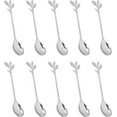 thumbnail image 1 of Tasodin 10-Piece Silver Leaf Espresso Spoons, 4.7-Inch Mini Coffee Spoons, Stainless Steel Set, 1 of 7