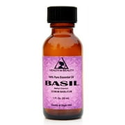 BASIL ESSENTIAL OIL METHYL CHAVICOL AROMATHERAPY PURE GLASS BOTTLE 1 OZ, 30 ml