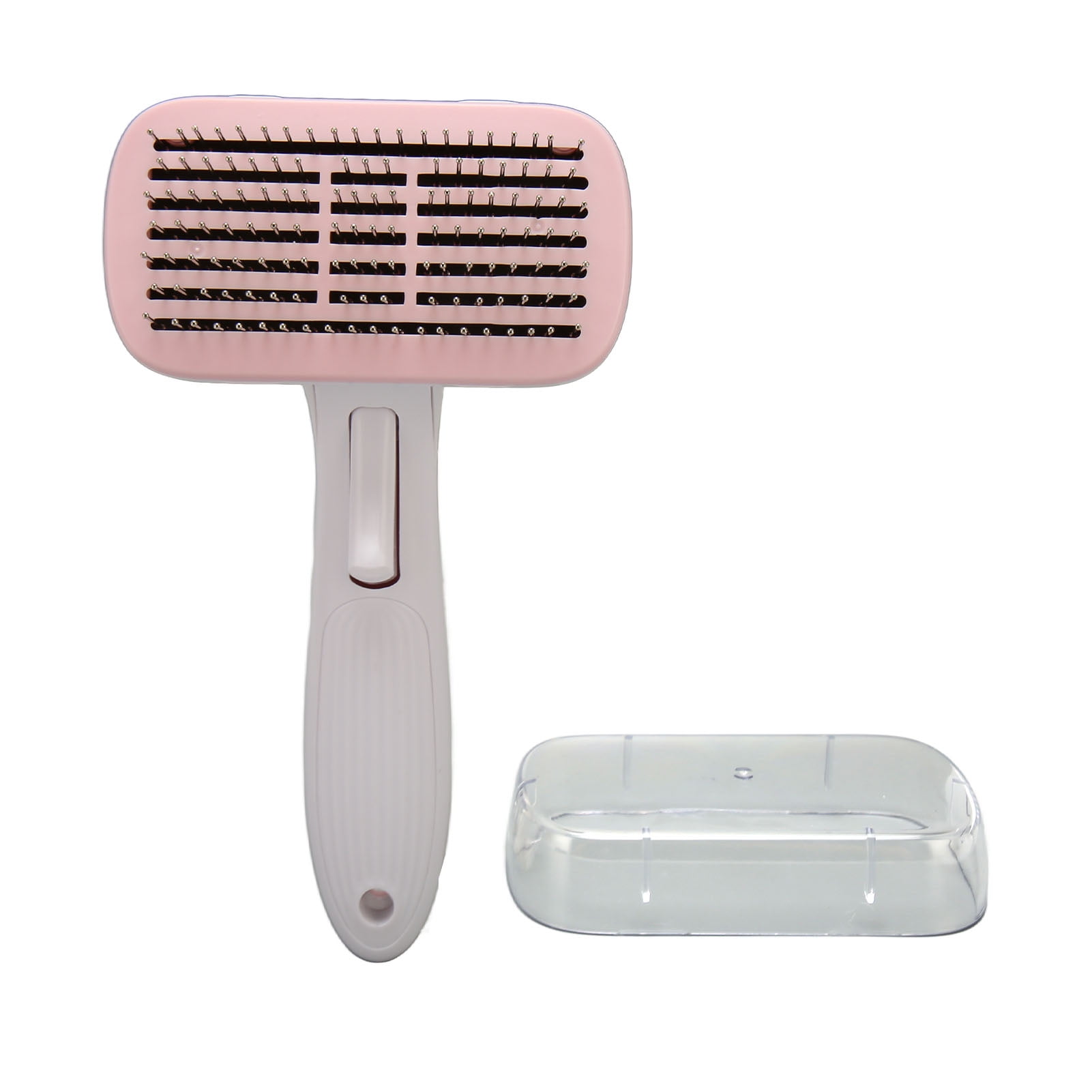 Self Cleaning Pet Slicker Brush for Shedding & Grooming Dogs Cats Kittens Massage Removes Loose Hairs Pink (8.27 inches / 21 cm)