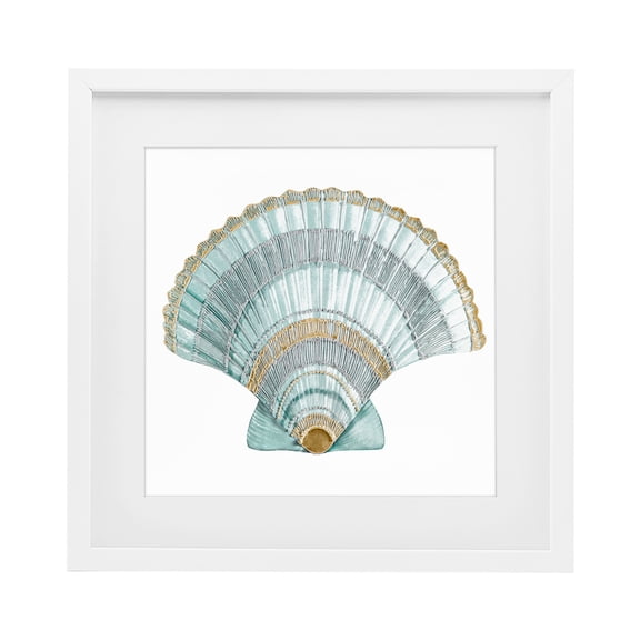 Stupell Industries Rustic Lodge Regal Shells Scallop White Framed Print Under Glass, 16 x 16, by Lorenzo Collective