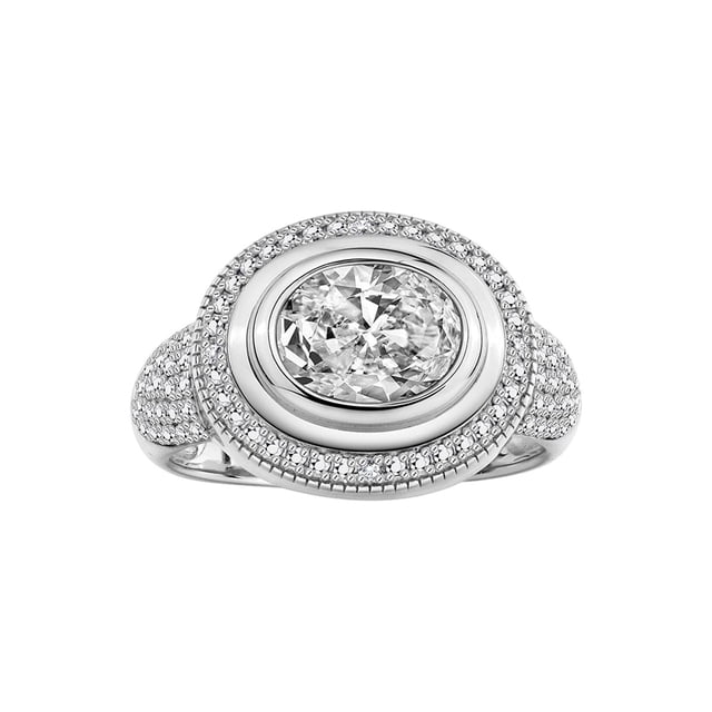 RYLOS Rings for Women Sterling Silver Ring Classic 9X7MM Oval Gemstone & Diamonds April White Topaz Jewelry Size 9