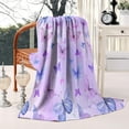 thumbnail image 2 of Purple Butterfly Pattern Blanket,Comfortable Soft Flannel Throw Blanket,All Season,Warm Lightweight Blankets for Sofa Bed Couch Living Room Chair,50"x60", 2 of 4