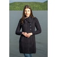thumbnail image 2 of SAOL Traditional Irish Aran Long Cardigan Sweater Women's Wool Cable Knitted Coatigan Jacket | Button Closure, Side Pockets and Oversized Collar Side Pockets and Oversized Collar, 2 of 5