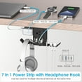 Under Desk Headset Stand with Charger, 20W USB C Power Strip 3 Outlet