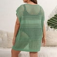 thumbnail image 4 of ATOYSOY Women's Plus Size See-Through Cover Up Dress Solid Color Trendy Retro Summer Sundress Short Sleeve Lace Crochet Casual Hawaii V Neck Boho Beach Green, 4 of 4