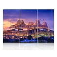 thumbnail image 1 of TISHIRON 3PCS Framed Canvas Wall Art Set,42"x28" Crescent City Connection Bridge Canvas Art Decor, 1 of 7