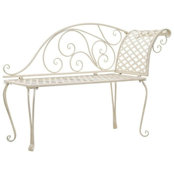 vidaXL Garden Chaise Lounge 50.4" Metal Antique White