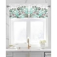 thumbnail image 2 of Teal Black Brown Linen Curtain Valance for Bedroom/Bathroom/Kitchen/Office/Living/Dining Room Windows, Spring Simple Flower Herb White Rod Pocket Topper Decorative Cafe Drapes Panel 42"x12", 2 of 6