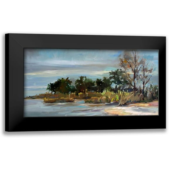 Hallock, Carol 14x9 Black Modern Framed Museum Art Print Titled - Winter Beach