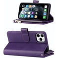 thumbnail image 3 of Wallet Case Compatible with iPhone 11 Pro Case,[9 Card Slots] [Wrist Strap] [Stand Feature] Zipper Cash Pocket Magnetic Leather Cover Shockproof Slim Case for iPhone 11 Pro,5.8 inch Purple, 3 of 14