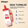 thumbnail image 3 of Sidagar 24 oz Ceramic Lined Insulated Water Bottle with Straw and Carry Strap, Cherry Red, 3 of 9