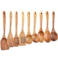 thumbnail image 1 of Juego de utensilios de cocina de madera, 9 cucharas de madera de teca natural para sartenes antiadherentes., 1 of 5