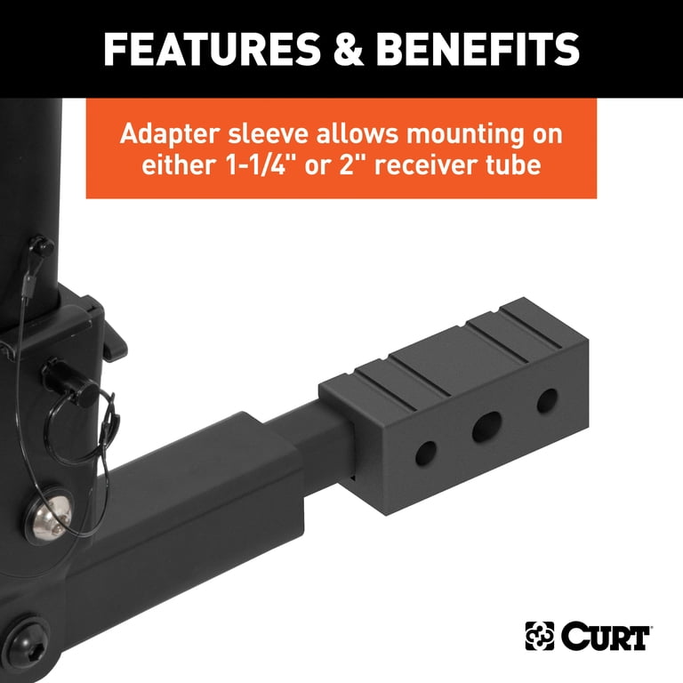 CURT 18030 Extendable Trailer Hitch Bike Rack Mount, Fits 1-1/4, 2 