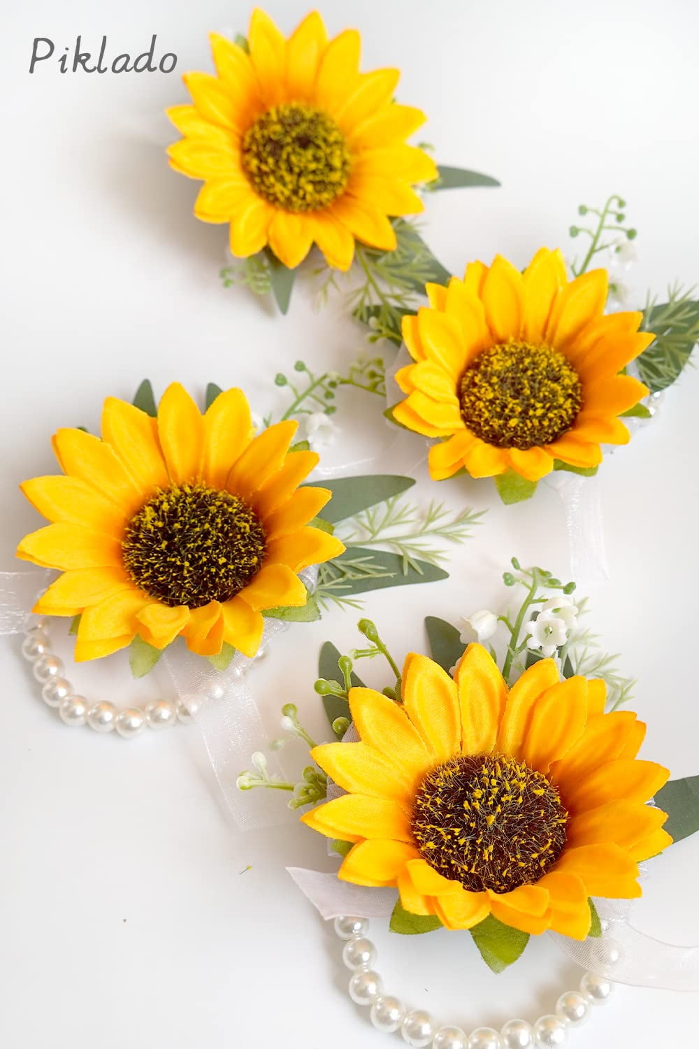 corsages, Sunflower corsages for Groom Best Man and Bridesmaids Wedding