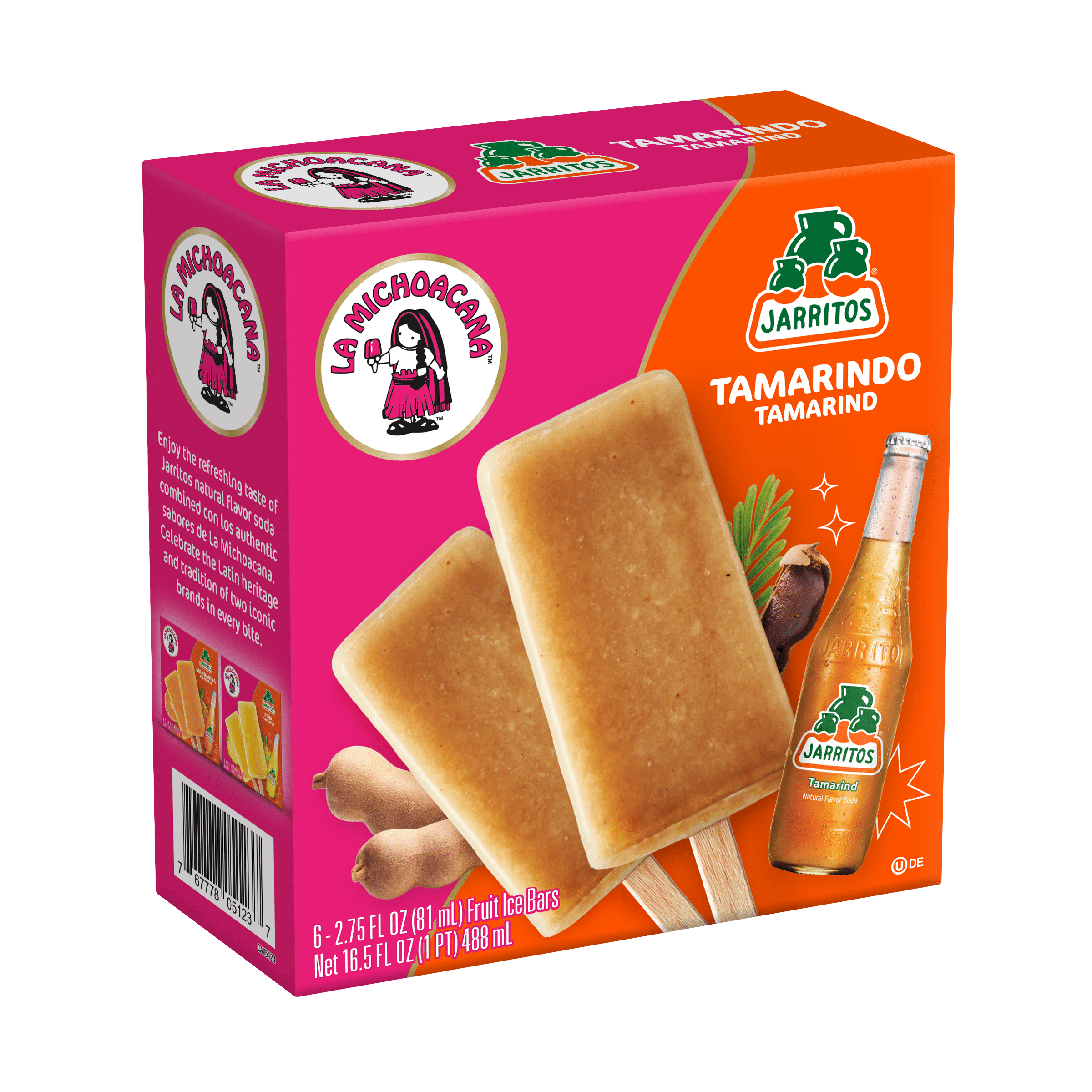 La Michoacana Jarritos Tamarind Fruit Ice Pops, 6 Refreshing Bars
