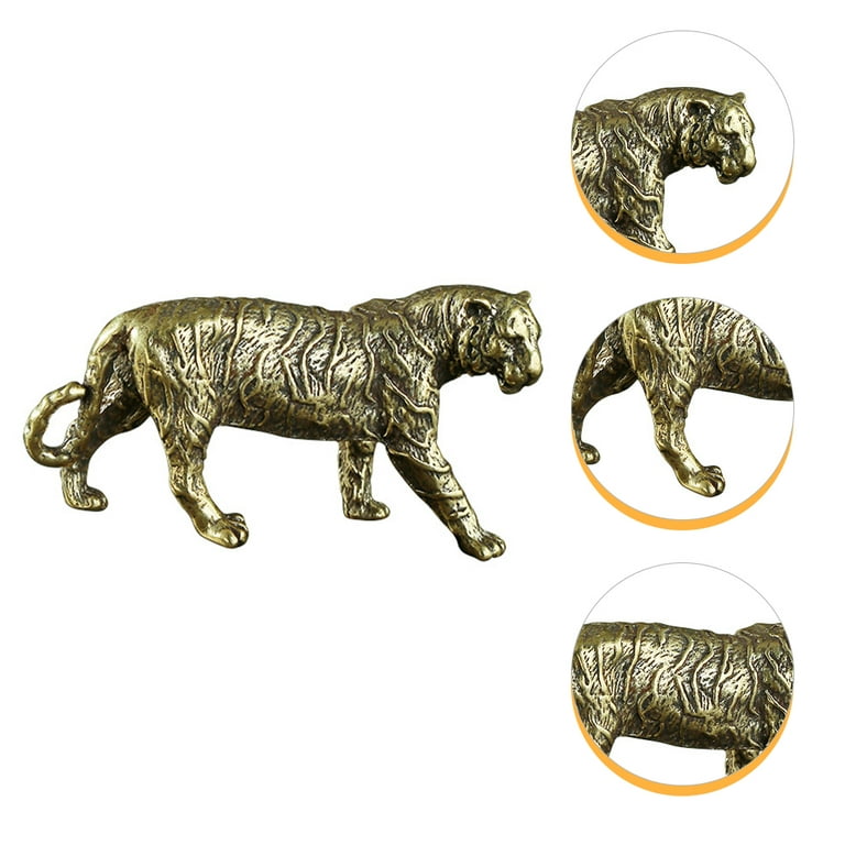 Brass Tiger Statue Mini Animals Brass Tiger Decor Ornament for