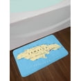 thumbnail image 2 of Jamaican Bath Mat, Map of Jamaica Kingston Caribbean Sea Important Locations in Country, Plush Bathroom Decor Mat with Non Slip Backing, 29.5" X 17.5", Pale Blue Beige Black, by Ambesonne, 2 of 2