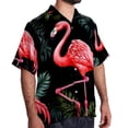 thumbnail image 2 of Flamingo Tropical Rainforest Men's Casual Hawaiian Shirts, Printed Button Down Short Sleeve Summer Beach Tops with Spread Collar - Unisex, 2 of 6