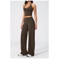 thumbnail image 2 of PISONIC Women's Yoga Outfits Compression Halter Tank Top and Butt-lifting Leggings Wide Leg Pants Active Jogger Outfits, 2 of 4