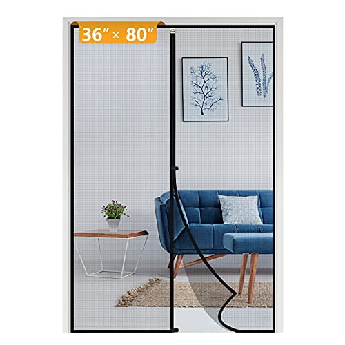 80"T  White INSECT SCREEN DOOR 18 Magnets Fits Doors 35"W 