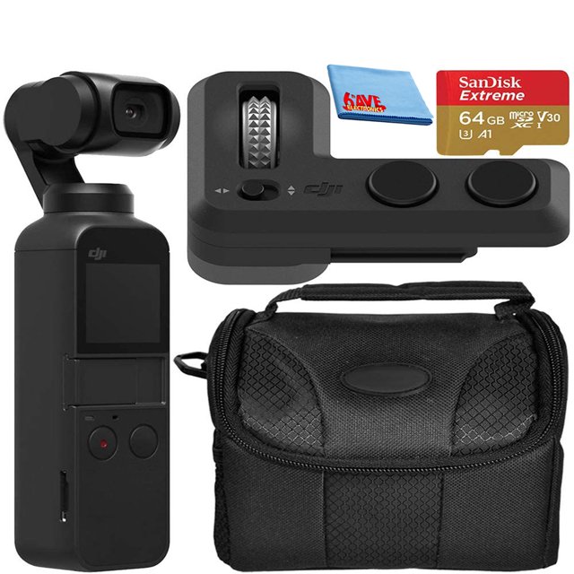 DJI Osmo Pocket Handheld 3-Axis 4k Gimbal Stabilizer + Controller Wheel Bundle
