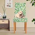 thumbnail image 4 of Yayeee 2 Pack Dining Chair Covers Stretch Parson Chairs Slipcovers Seat Protector, Green Dot Triangles Pattern, 4 of 6
