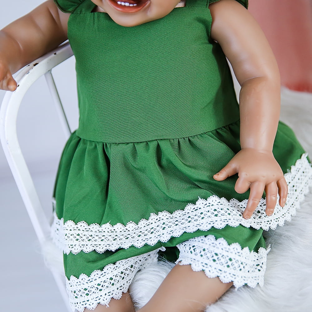 Nosadi 24" Reborn Baby Girl Dolls Black Skin Smile Face with Realisitc Silicone Limbs Filling with PP Cotton Birthday Gift for 3+ Years
