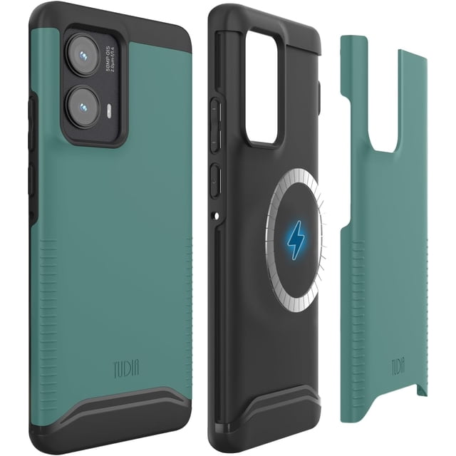 TUDIA Merge Magsafe Compatible Motorola Edge 2024 Case Heavy Duty Tough - Hunter Green