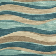 Mainstays Blue Brown Waves Indoor Hallway Runner Rug, 1 ft 10 in x 5 ft