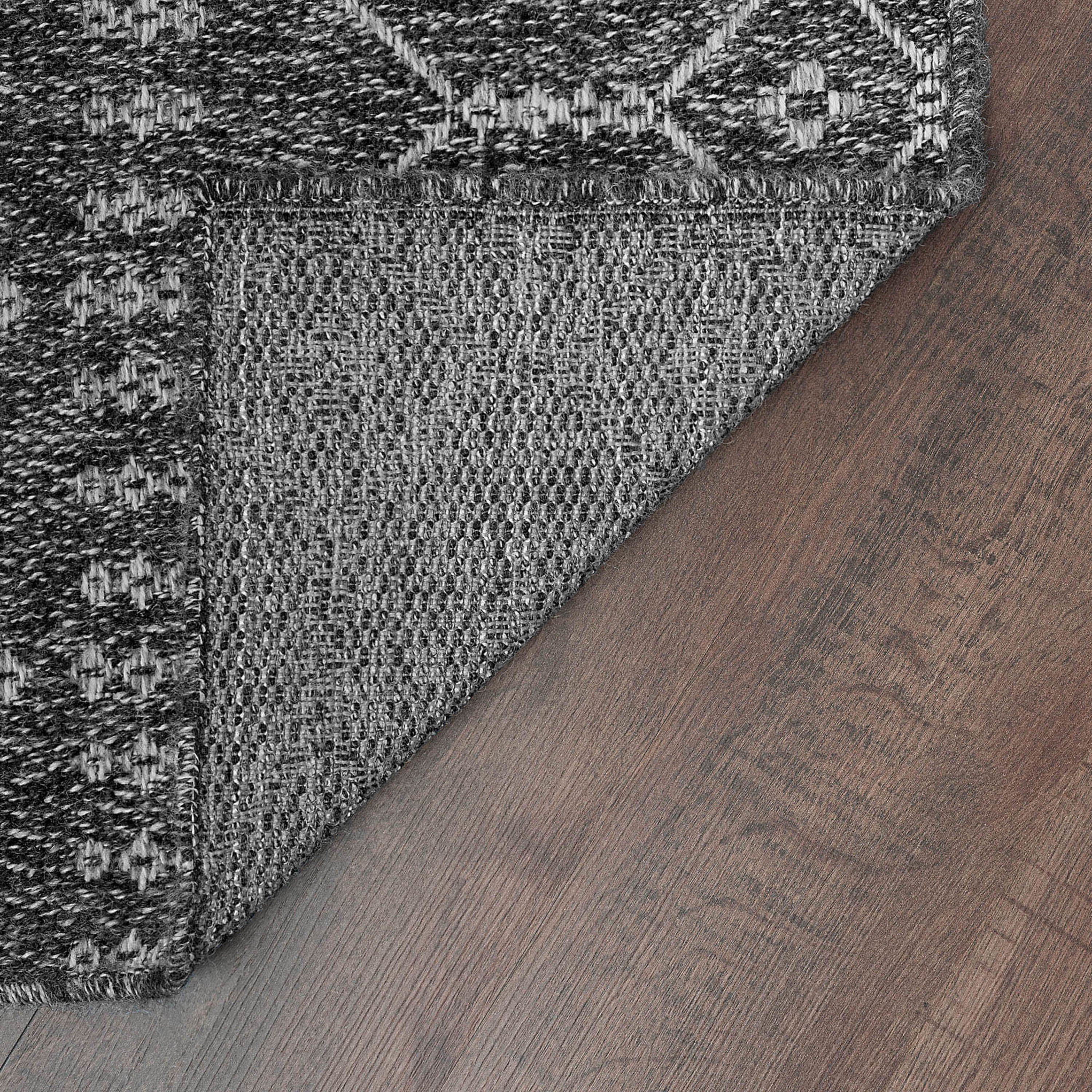 8ft Square Water Resistant, Large Indoor Outdoor Rugs for Patios, Front Door Entry, Entryway, Deck, Porch, Balcony | Outside Area Rug for Patio | Black, Solid | Size: 7'7'' Square