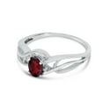 thumbnail image 3 of 10k White Gold Oval Garnet And Diamond Curve Ring, 3 of 8