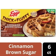 Eggo Thick and Fluffy Cinnamon Brown Sugar Waffles, Belgian Style, 11.6 oz, 6 Count (Frozen)