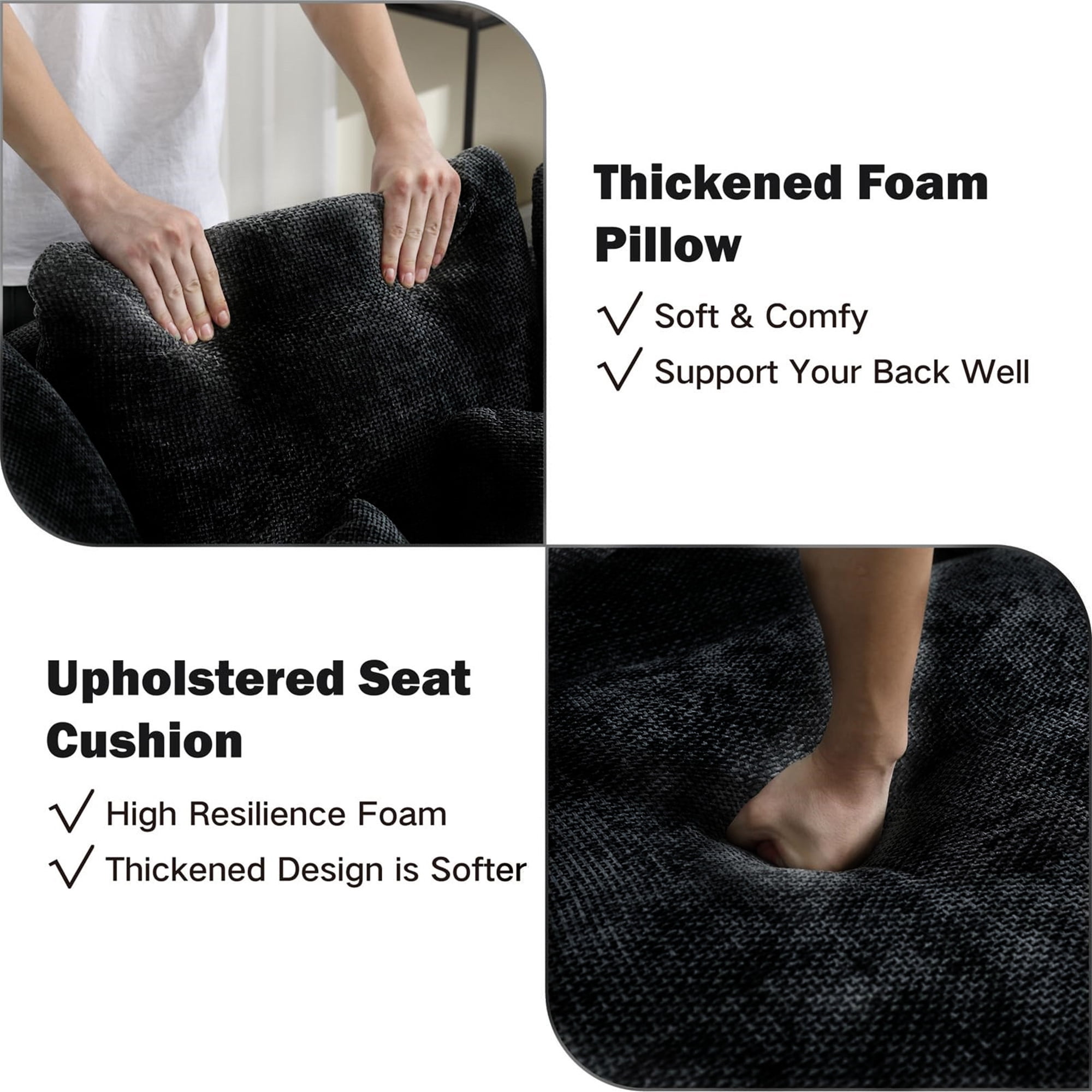 Aukfa 51"W Oversized Barrel Chair Accent Chair with Ottoman for Living Room Bedroom, Linen, Black