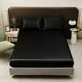 thumbnail image 3 of Black Satin Sheets King Size 4 Piece Luxury Silky Bed Set Soft Silk 12" Deep Pocket Cooling Breathable for Hair & Skin, 3 of 10