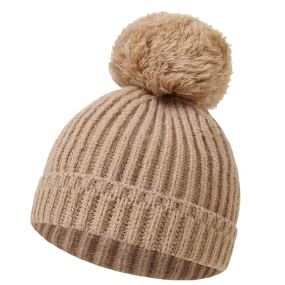 Baby Winter Knitted Beanie Hat, Toddler Boys Girls Warm Thick Knit Ski Cap with Pom Pom for Cold Weather