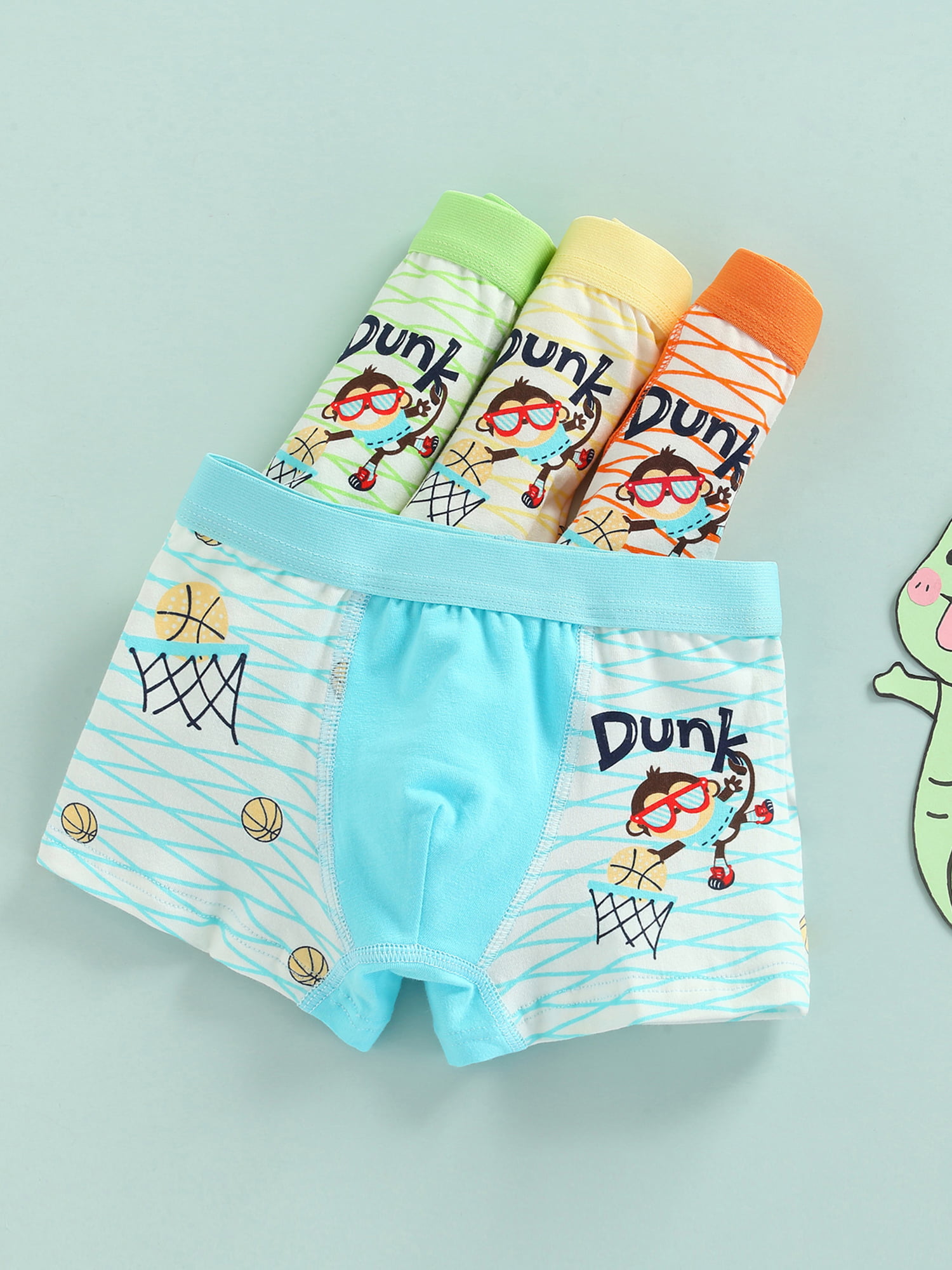 Amaping 4Pcs Toddler Underwear Monkey Cartoon Print Underpants Boxer Shorts S, Multicolor 