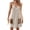Brown, variant on Sleeveless Striped Print Women Spaghetti Strap V-neck Mini Dress with Built in Shorts