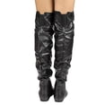 thumbnail image 5 of Leozcaa Over The Knee High Boots for Women Slouchy Wide Calf Pull On Thigh High Boots Flat Faux Leather Boots, 5 of 6