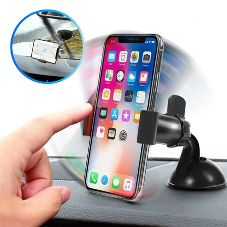 Insten Car Windshield Cell Phone Holder Car Mount Bracket for iPhone XS Max XR XS X 7 8 Plus SE 6s 6 iPod Touch 6th Samsung Galaxy S9 S9+ S10 S10e S8 S7 S6 Plus Edge Note 8 J7 J3 ZTE LG G6 V30 Stylo