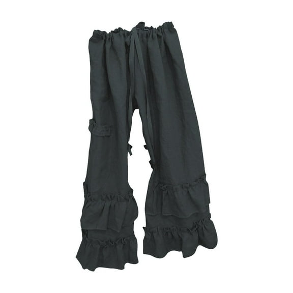 JINMGG Pants for Women Full Length Pants Ladies Fashion Women Plus Size Cotton Linen Casual Ruffled Loose Pocket Pants