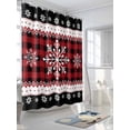 thumbnail image 3 of Chrsitmas Snowflake Shower Curtain Set ，Waterproof Fabric Shower Curtains Winter Snow Red Plaid Shower Curtains for Bathroom,Bathroom Decor 66"x72", 3 of 6