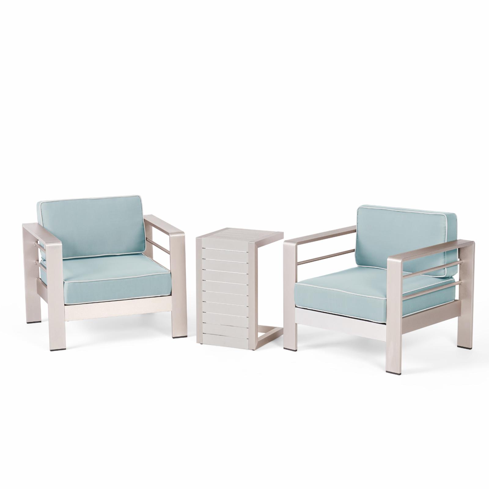 Xane Outdoor Club Chairs with Side Table - Aluminum and Khaki - image 4 of 10