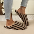 thumbnail image 6 of Fnooota Womens Fuzzy Slippers, Warm Non Slip Winter Stripe House Slippers Home Shoes Coffee Size 10-10.5, 6 of 6