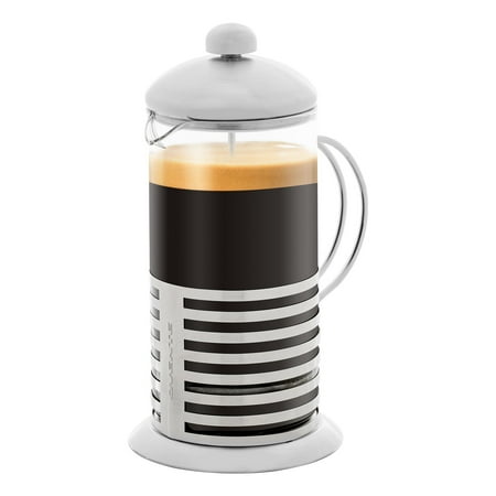 OVENTE 34 Ounce French Press Carafe Coffee & Tea Maker with Scoop, Easy to Clean, Silver FSH34S