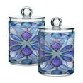 thumbnail image 2 of 4 Pack Purple Blue Floral Stained Glass Qtip Holder Dispenser Clear Plastic Storage Apothecary Jars for Cotton Swabs Balls Pads Floss, 2 of 7