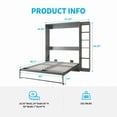 thumbnail image 4 of MUZZ Foldable Murphy Bed with 1 Side Cabinet, Folding Wall Bed with Space Saving Design, Fold up Murphy Bed Cabinet for Storage, Multipurpose Cabinet Bed for Bedroom/Apartment (Style5+1,Dark Grey), 4 of 13