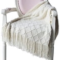 thumbnail image 1 of Soft Knitted Wool Blanket, Tassel Blanket, Sofa Blanket, Sleeping Blanket-Beige, 1 of 5