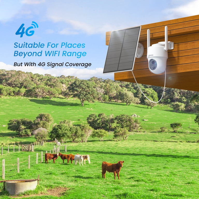 ANRAN 3/4G LTE Cellular Security Camera Outdoor Wireless, 2K Solar