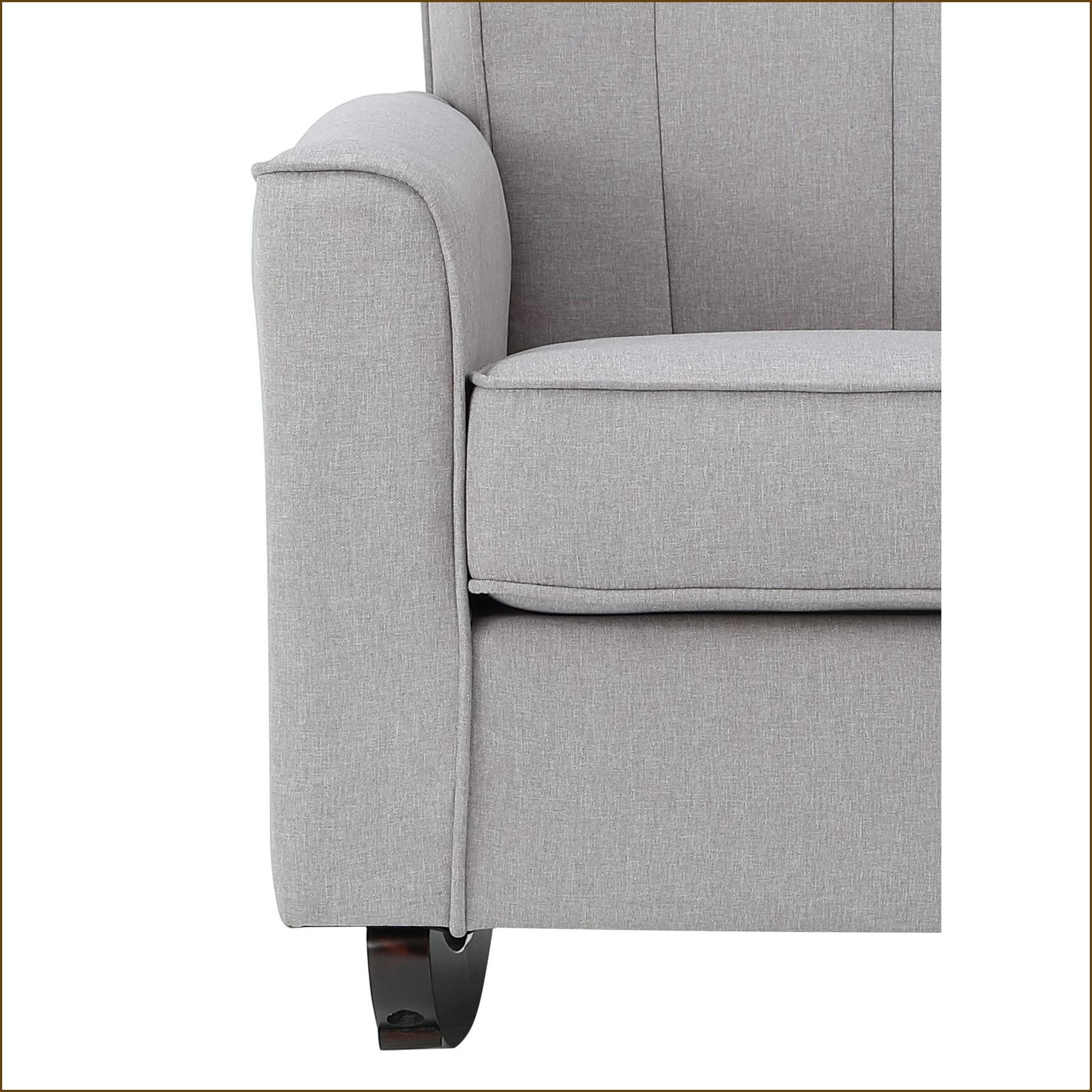 Rocking Chairs, Denzell Light Gray Linen Rocking Chair | Linen Fabric | Pocket Coil Seat
